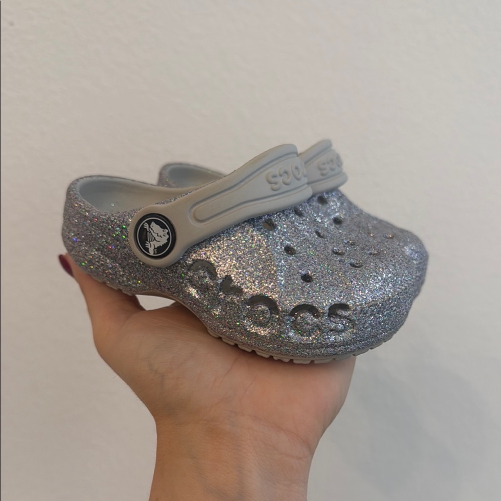 Crocs Kids Glitter Clogs - Silver